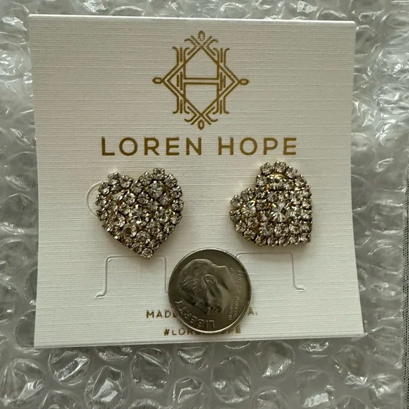 NWT Loren Hope Maci Heart Heart Studs | Crystal | 3/8” diameter - Picture 4 of 6